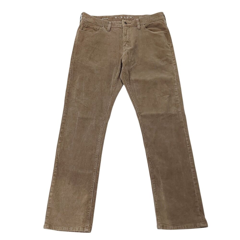 Vissla Corduroy Border Pants Mens 36x32 Brown Straight Leg Stretch Casual Retro